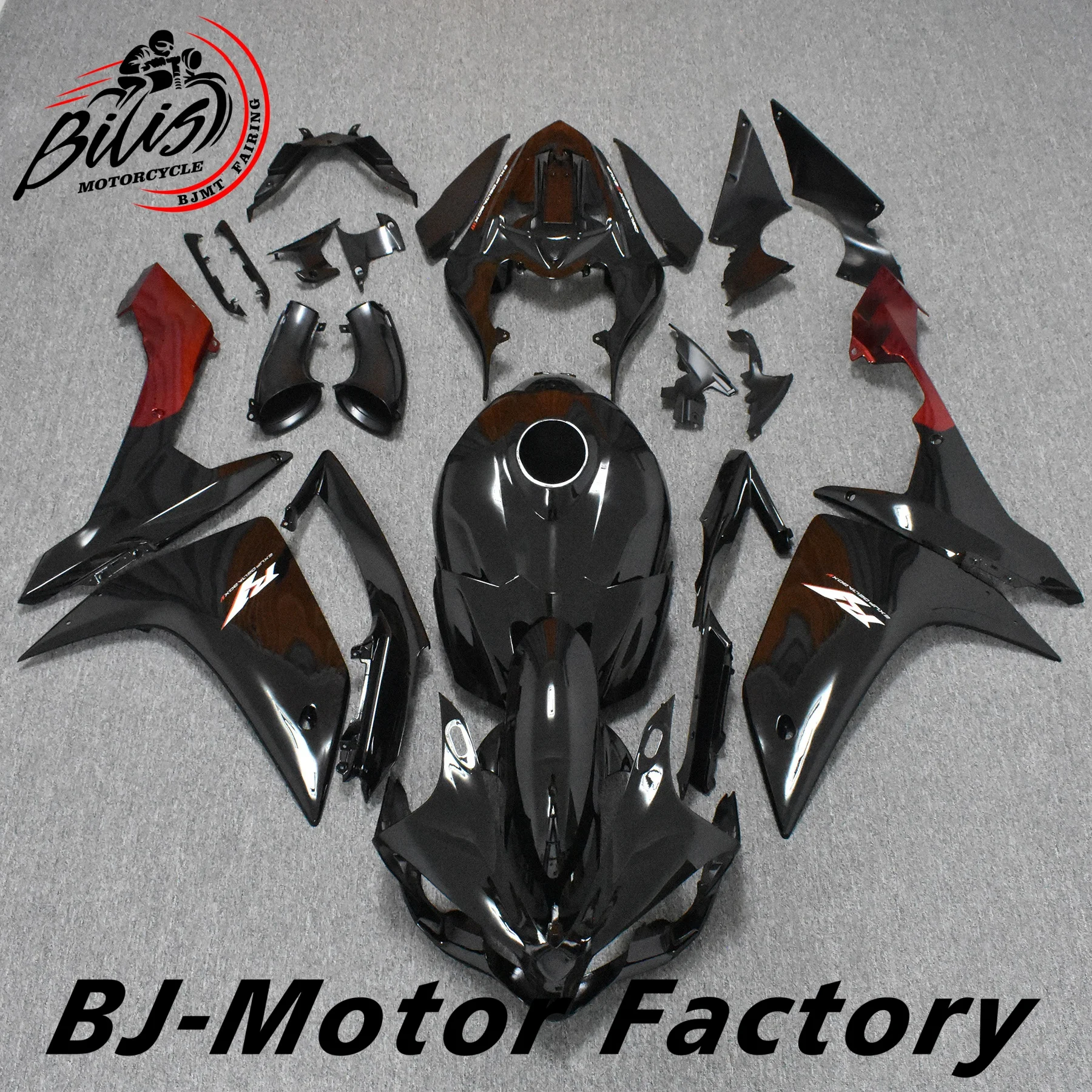 مجموعة انسيابية لقالب حقن الدراجة النارية لياماها 2007 2008 R1 YZF R1 07 08 قطع غيار هدية سوداء لامعة + غطاء خزان