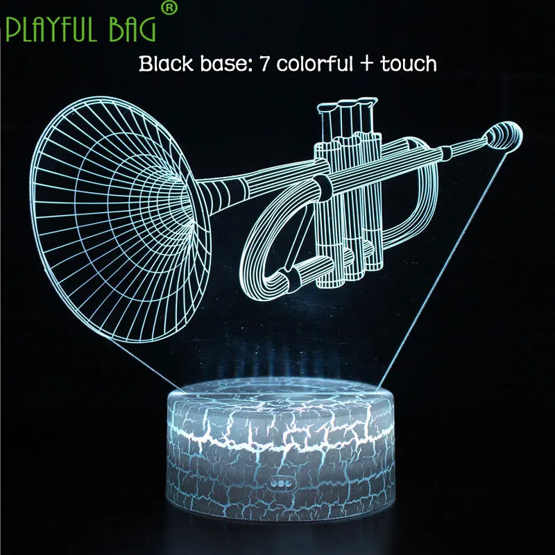 Lamp brand musical instrument horn garage Kit Model 3D led creative color changing lamp Christmas adult gift zd51