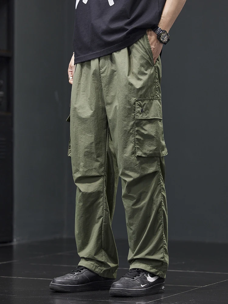 

Lightweight Ice Silk Work Trousers Men's Loose Straight Leg Summer New Outdoor Soft ell Casual Long Pants Faionable Youth...