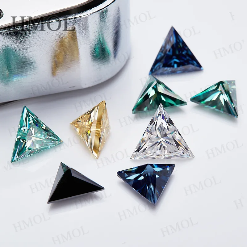 New 100% Moissanite StoneTriangle Multicolor D  Black Aqua Blue Chamgapne Vivid Blue Green Wholesale VVS1 Loose Beads with GRA