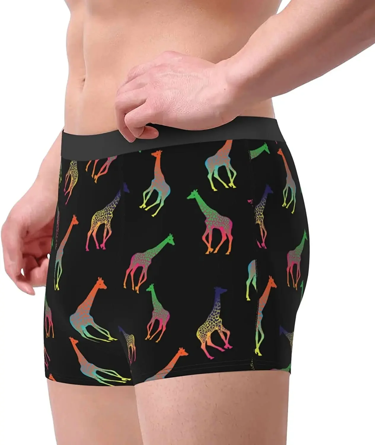 Boxer Girafe Coloré pour Homme, Sous-Vêtement Doux et Confortable, avec Poudres Bombées, pour Garçon