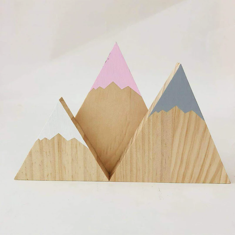 

3Pcs Nordic Ornaments Wooden Kids Room Decor Snow Mountain Toy Living Room Home Decoration Accessories Photo Props Dropshipping