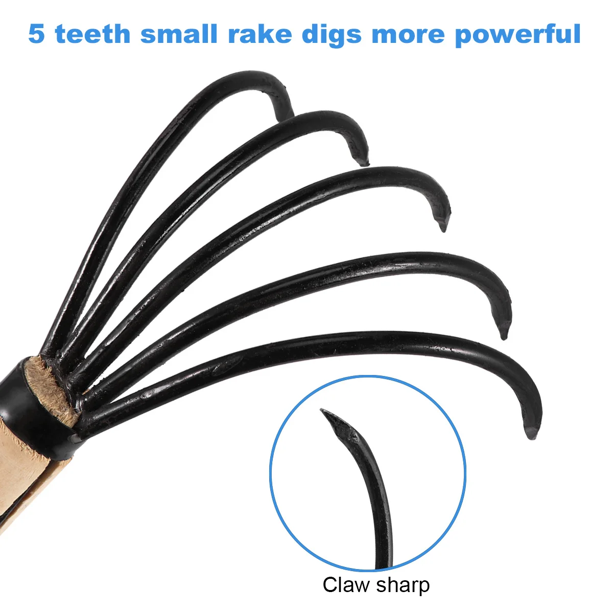 

1Pcs Garden Iron Rake Wooden Handle Five-Teeth Multifunctional Outdoor Cleaning Tool Yard Beach Seafood Gather
