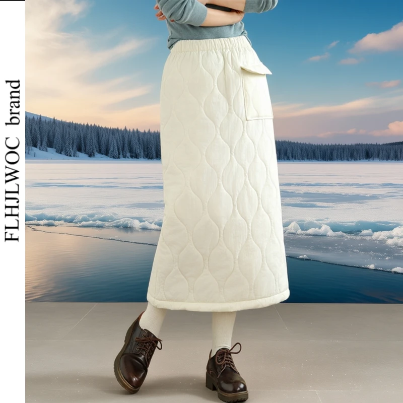 Warm Winter Skirts Japanese Mori Girls New Fashion 2026 FLHJLWOC Brand Woman Button Retro Vintage A Line Black Long Thick Skirt