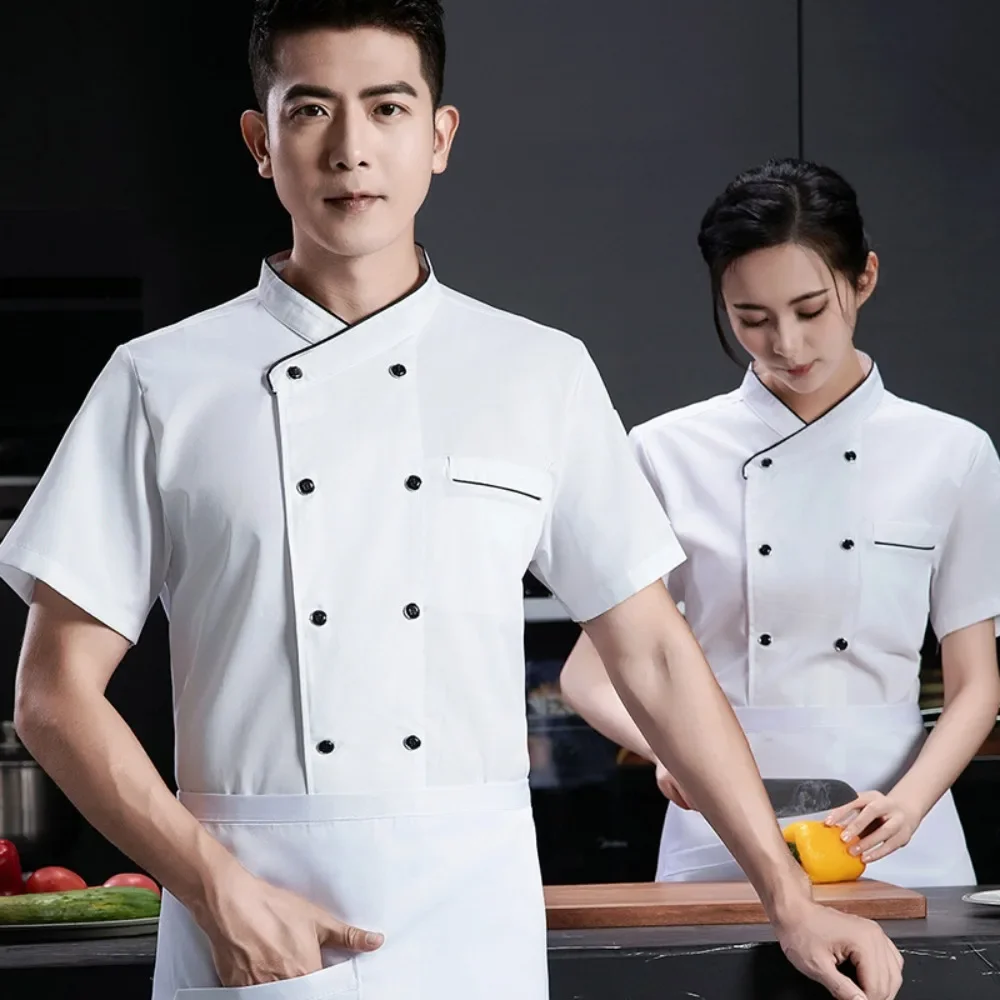 High-end Chef Uniforms Short-sleeved Chef Uniforms Summer Men and Women Short-sleeved Baking Cake Room Western Restaurant