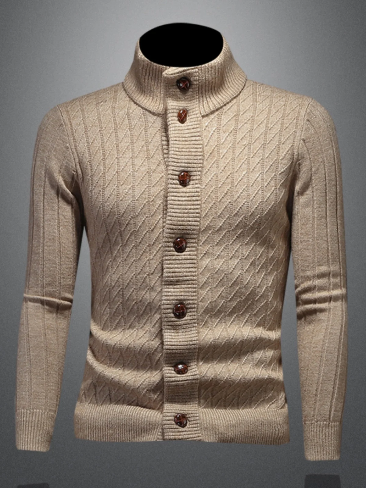 

Men's Pure Color Stand Collar Jaet Spring Autumn New Korean Sle Large Size Versatile Trendy Knitted Sweater Outerwear