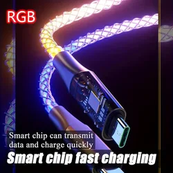 1M Fast Charging RGB Breathing Luminous Gradient Light Data Cable 60W TYPE-C Charger For iPhone 15 Xiaomi Samsung POCO PD Cord