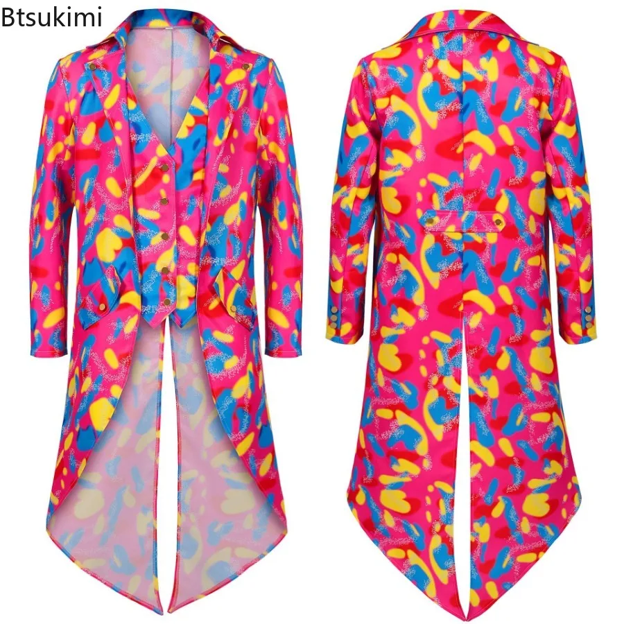 Mittelalterliches viktorianisches Kostüm für Herren, Neon-Tarnung, Gothic-Frack, Jacke für Herren, Halloween, Karneval, Steampunk, Trenchcoat, Mantel