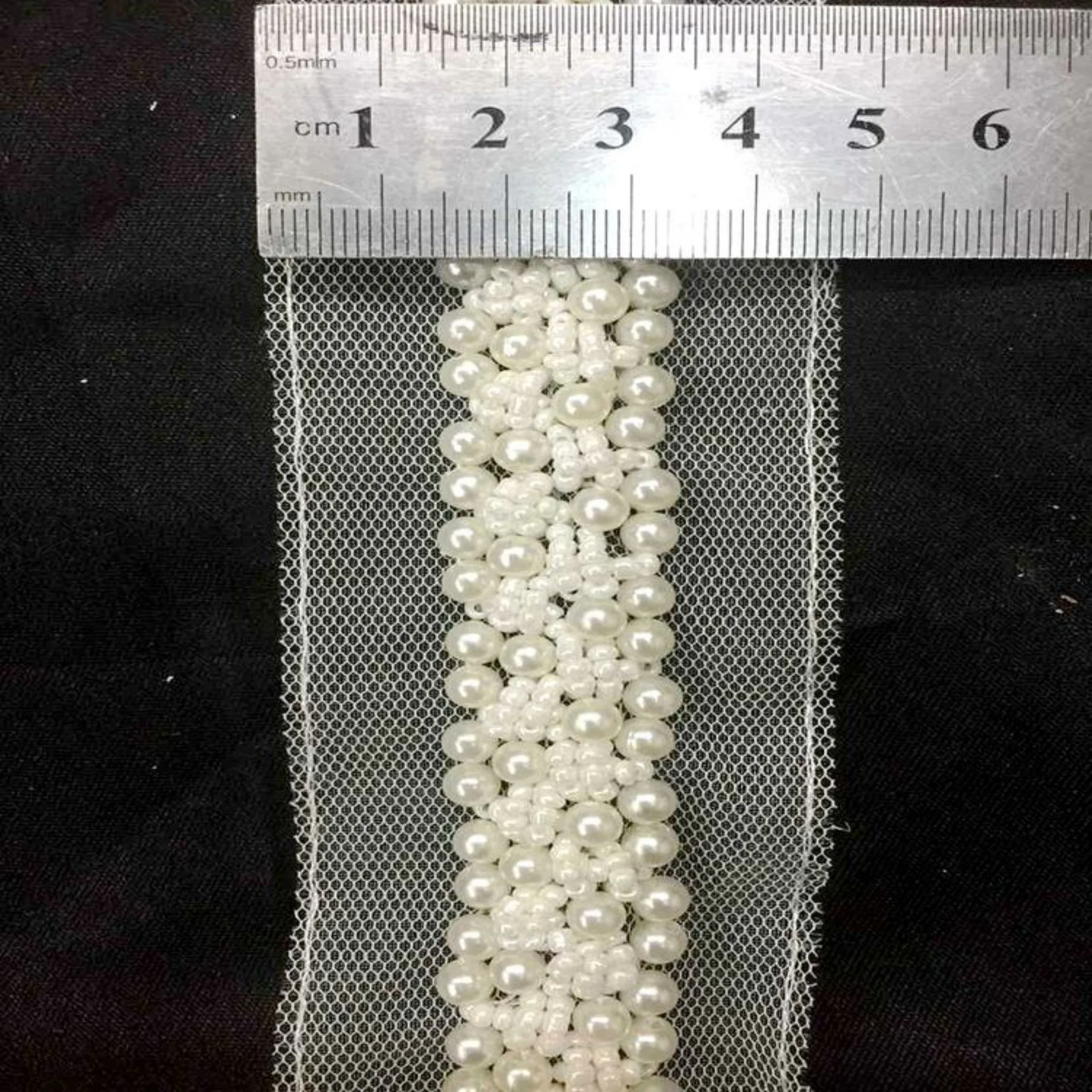 Width 1.57 inches lace trim,Black Beaded lace,pearl lace for DIY dress