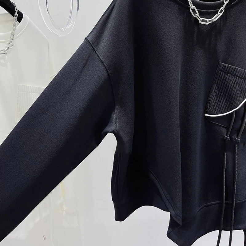 Korean Fashion Solid Color Hoodless Sweatshirt Women's Spring and Autumn New Temperament Loose Thin Niche Design Short Top