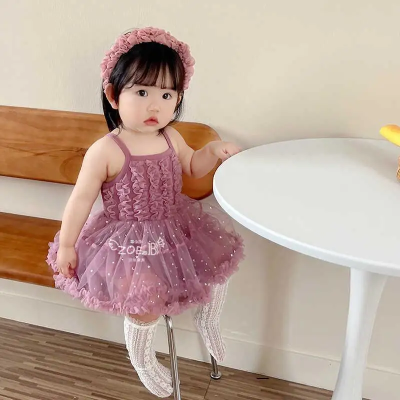 Girls Summer Dress Fashionable Children Princess Tutu Baby Dress Summer Children Strap Fluffy Dress