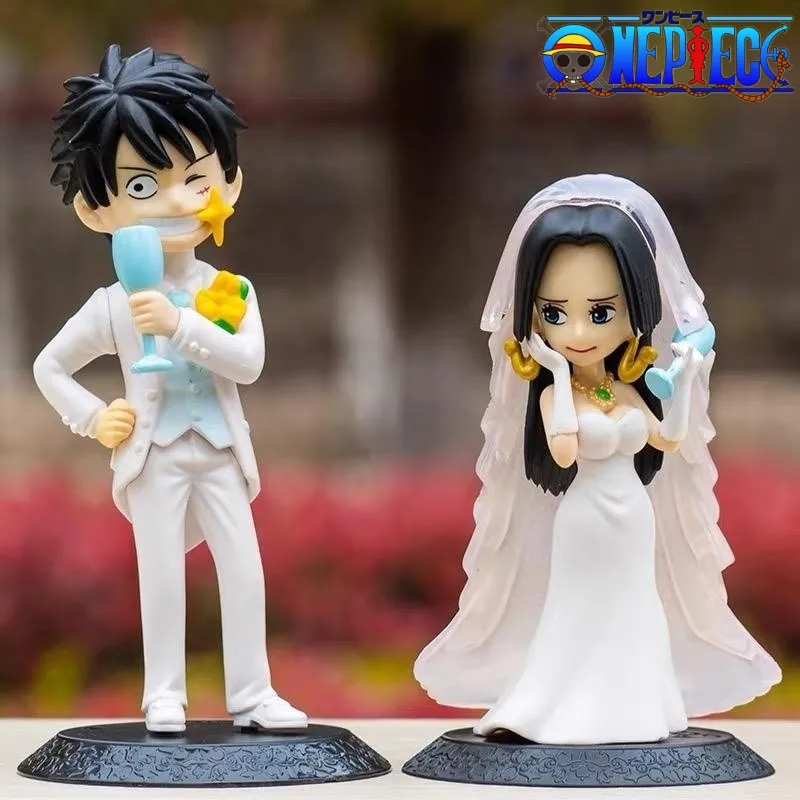 Anime One Piece Action Figure Monkey D Luffy Marry Boa Hancock 2 Pcs Wedding Ornaments Model Cake Toy Collection Doll Gift