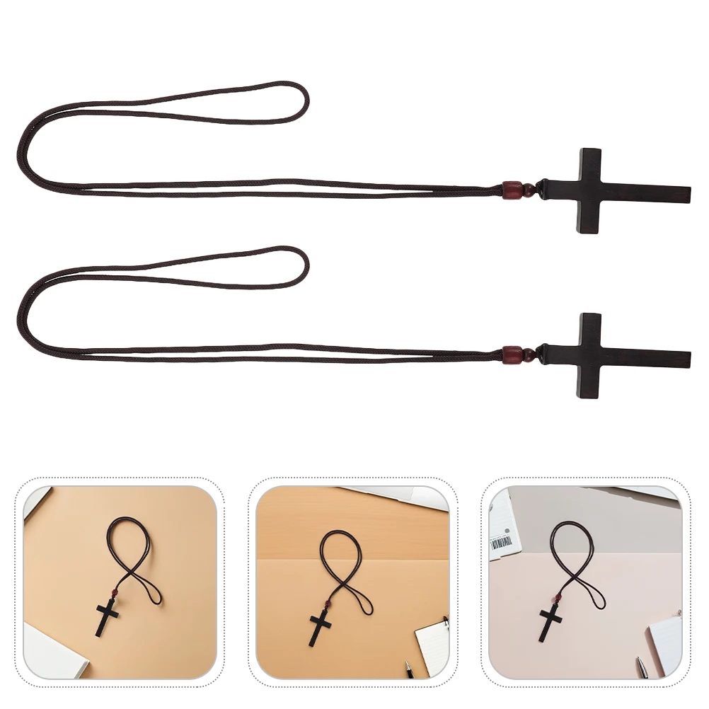 

2pcs Vintage Wooden Hanging Accessories Retro Car Rearview Mirror Pendant Decor Religious Charm Automotive Interior