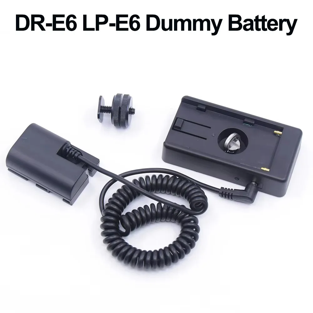 

LP-E6 Dummy Battery DR-E6 Coupler NP F970 F550 F750 Battery Adapter Plate for Canon EOS 60Da 70D R6 R5C 5D Mark III 80D 90D R5