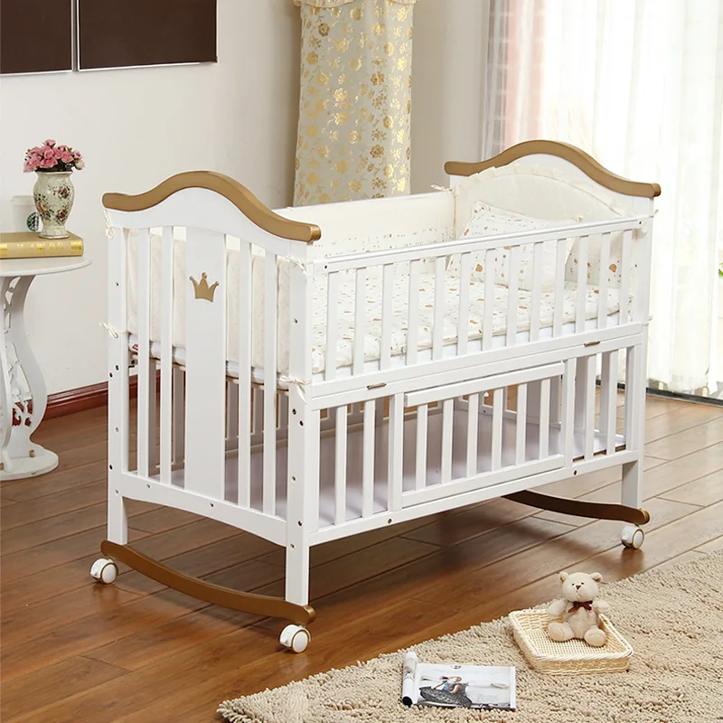 CPull-bascule européenne en bois massif pour bébé, avec rouleau multifonctionnel pin plus jeu bb lit blanc, vente en gros