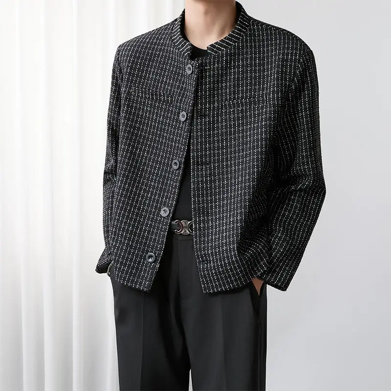 

Bla Cleanfit oulder Pad Luxury Quilted Men's Jaet Autumn Winter Woolen Coat ort Top Faion Urban Sle Polyester Fiber