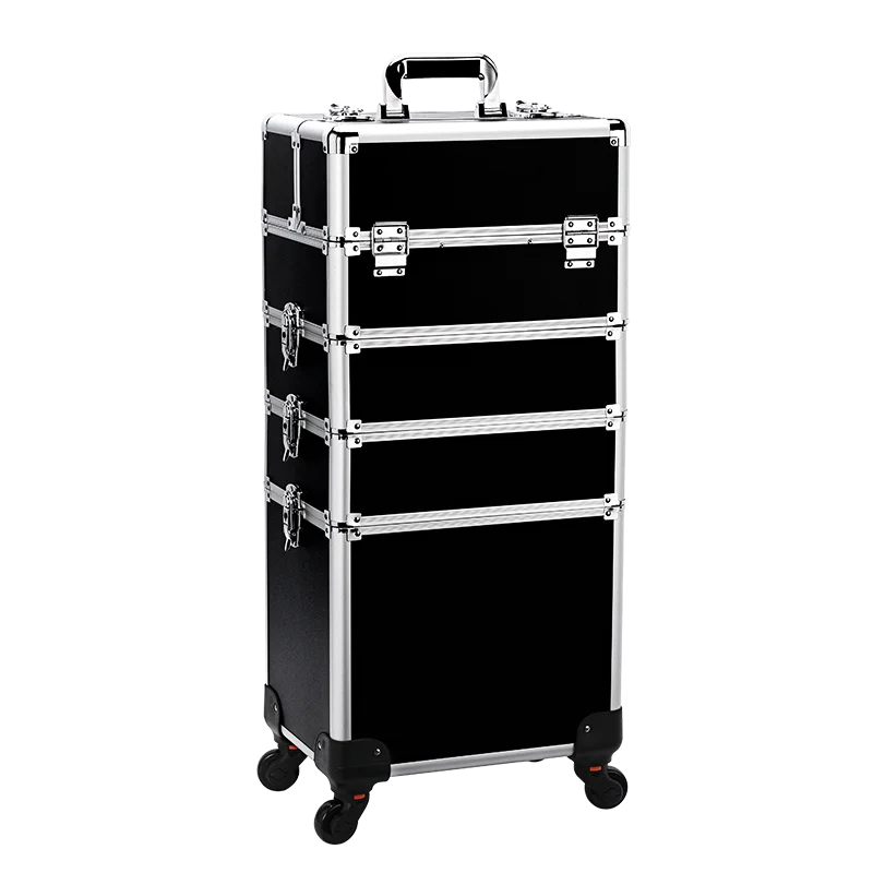 4 in 1 Rolling Makeup Case Makeup Trolley Case With Wheels Makeup Travel Case Organizer