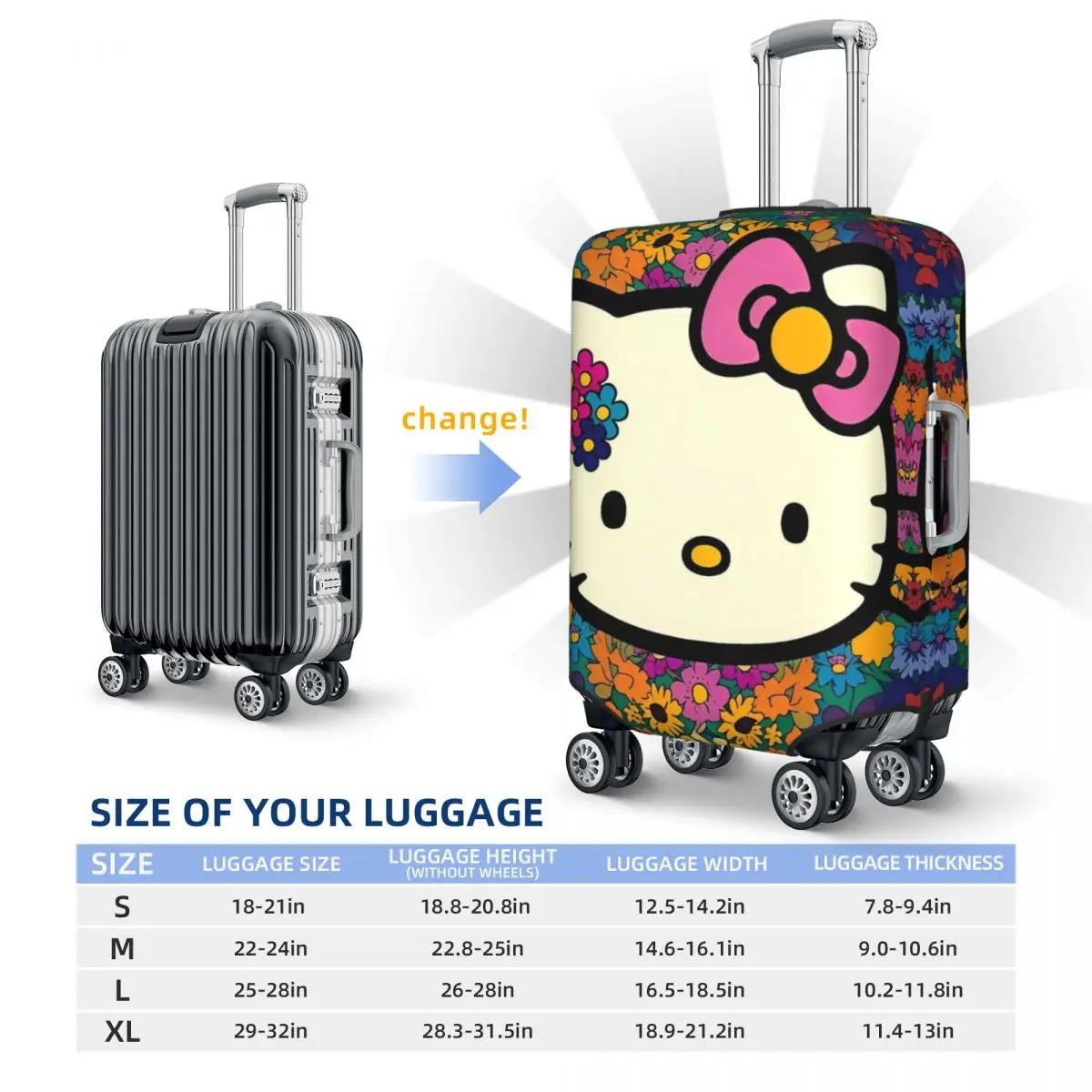 ハローキティ かわいい猫 スーツケース カバー 楽しいクルーズ旅行 保護 荷物ケース フライト