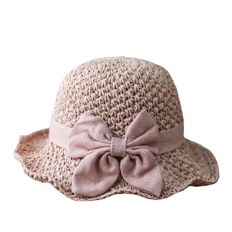 Hat Female Summer Little Fresh Sun Hat Straw Hat Small Brim Bucket Hat Minimalist Bowknot Japanese Style All-Matching Sun Hat