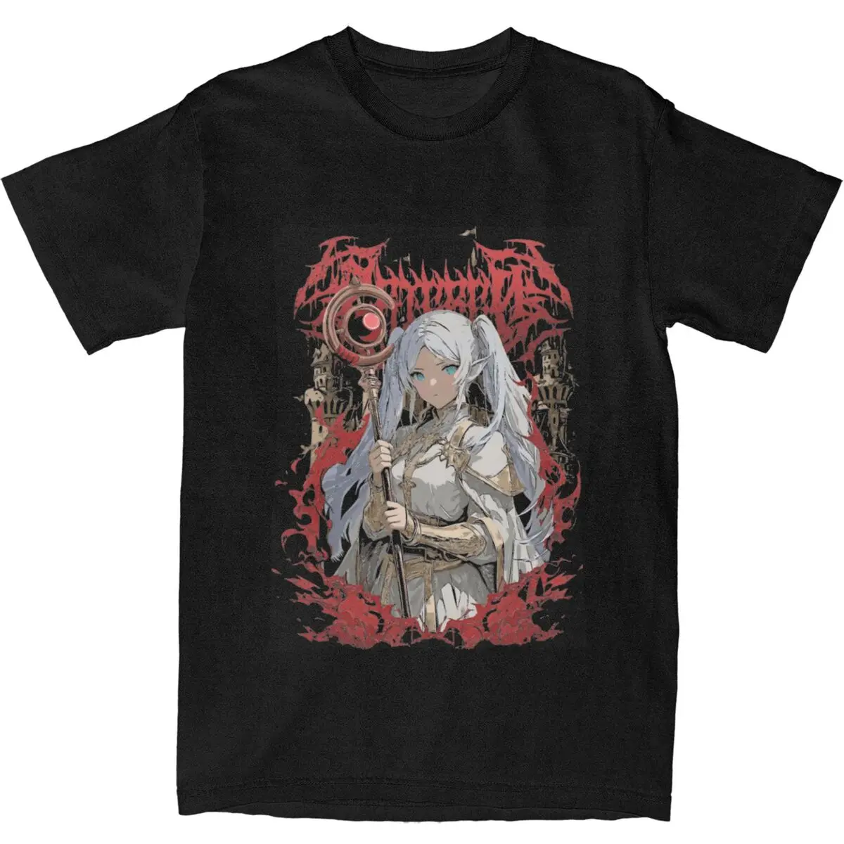 T Shirt Frieren At The Funeral Anime 100 Cotton T-Shirts Characters Fern Tee Shirt for Male Beach Awesome Short Sleeve Tops