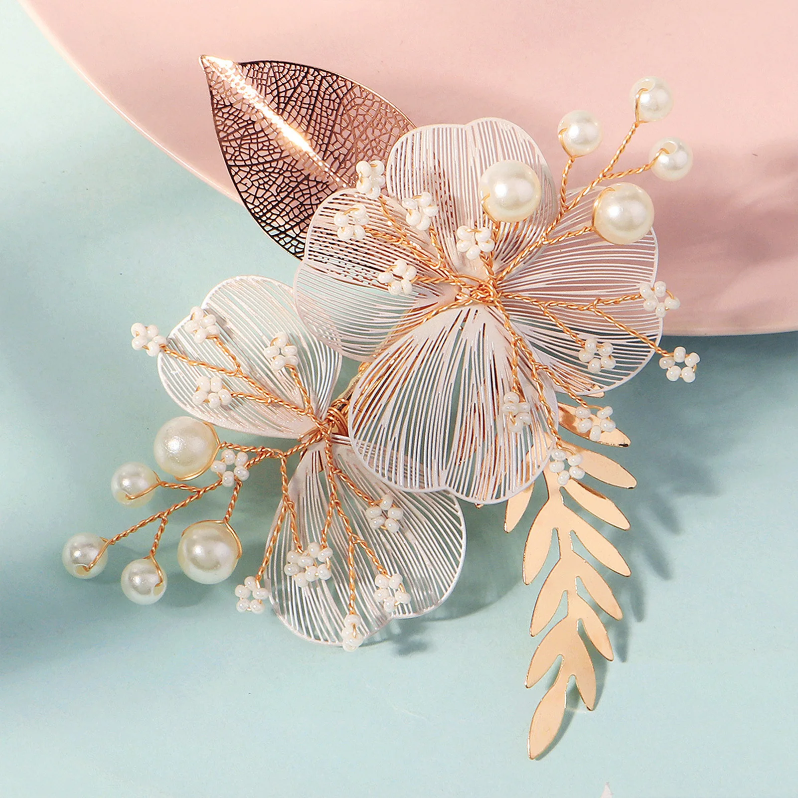 

Заколка для волос с цветочным листом и жемчугом, роскошный свадебный головной убор, аксессуары для волос, модные свадебные заколки, свадебные аксессуары для волос, ювелирные изделия