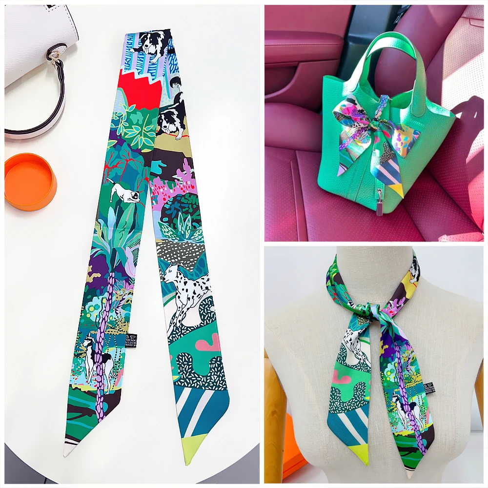 

French autumn New Jungle Animal Freedom Dog Scarf Women's Advanced Fashion Versatile Binding Bag Temperament Decoration Hair Ban