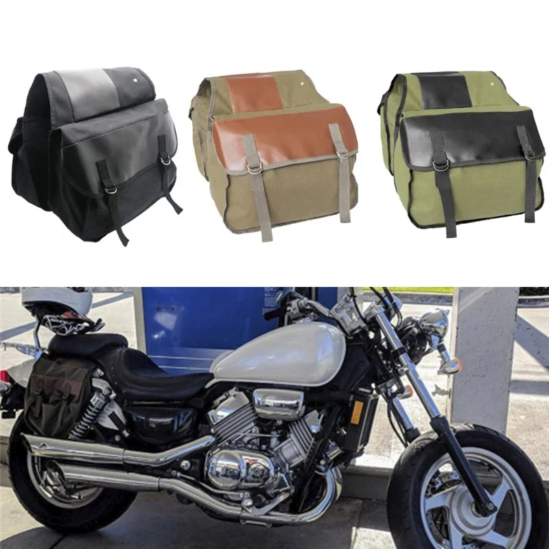 

Холщовые мотоциклетные седельные сумки, водонепроницаемые корзины, мотоциклетный багаж, скутер, дорожные седельные сумки для Kawasaki Suzuki Vulcan Honda
