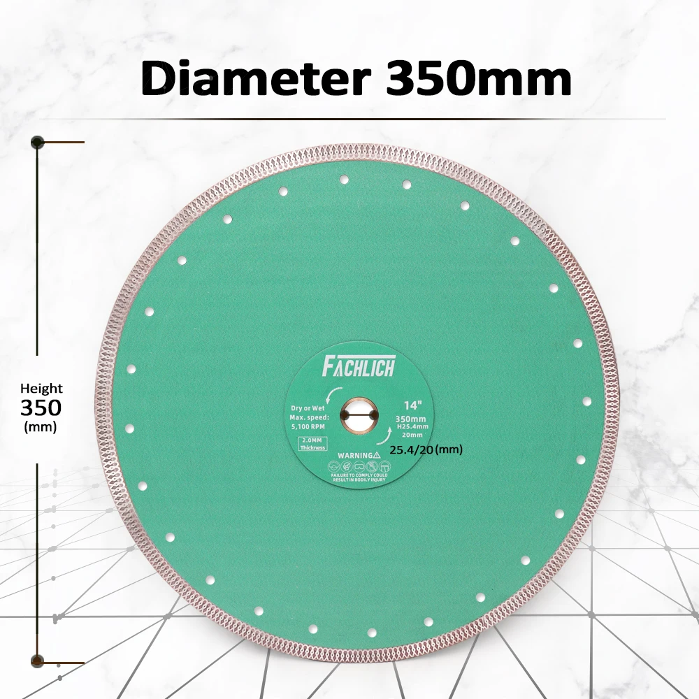 FACHLICH 1/2pcs 350m Diamond Cutting Disc Tile X Mesh Saw Blade Cutter Porcelain Marble Ceramic Granite 14inch Dry Cut Plat