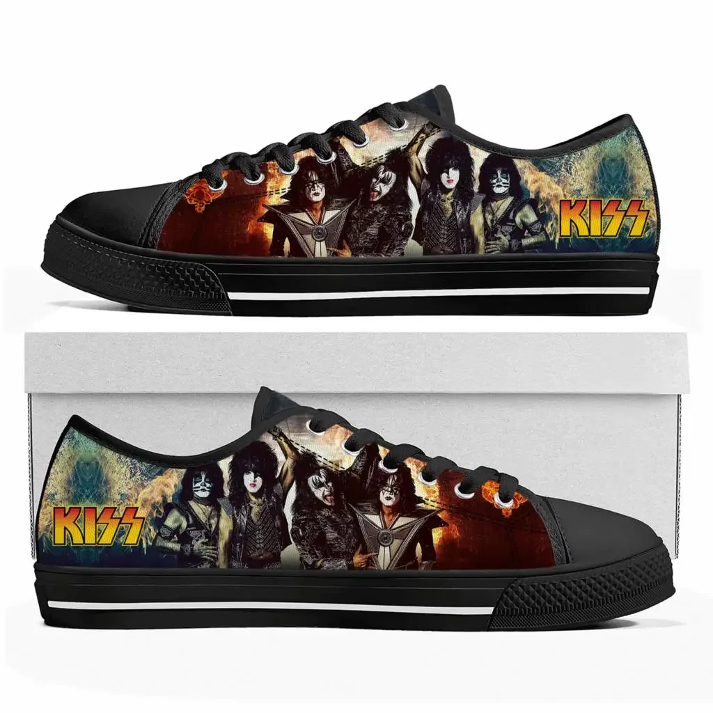 Heavy Metal Kiss Rock Band Music Low Top High Quality Sneakers Men Women Teenager Canvas Sneaker Casual Couple Shoes Custom Shoe