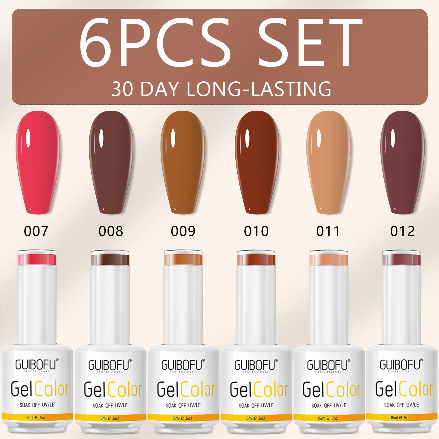 6-teiliges Set 15 ml 120 Color Series Shine Finish SemiPermanent Glitter Pailletten Nagellack Set Kit Soak Off Uv Lack Nail Art