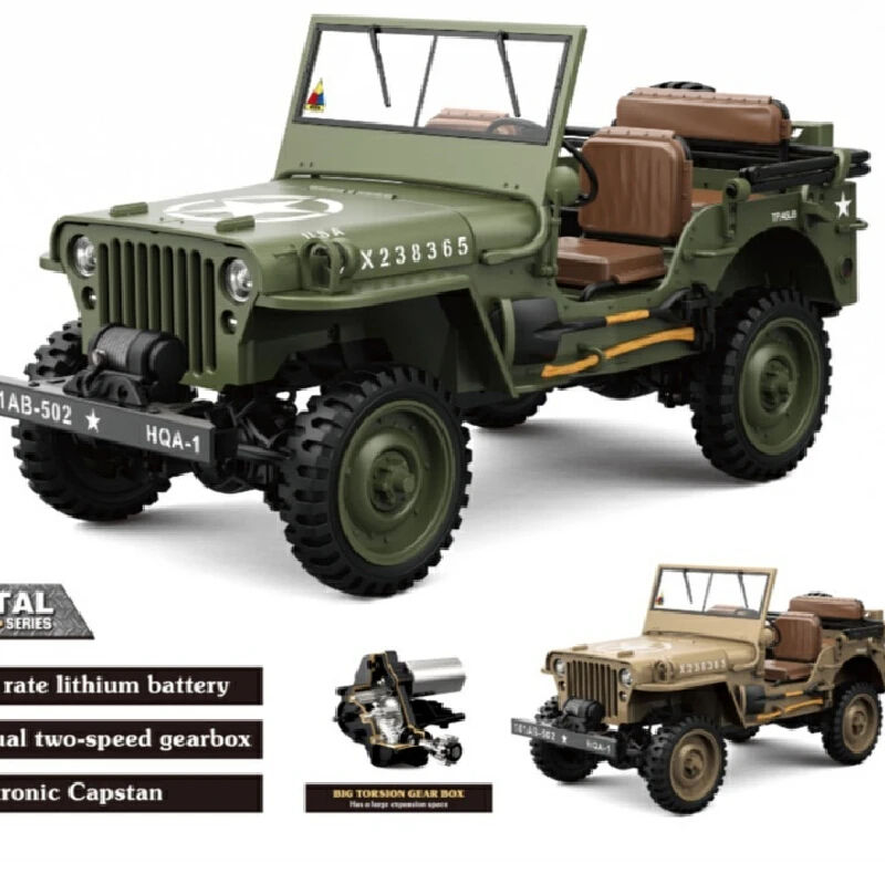 

Henguan HG4-58 Remote Control Off-Road Jeep Model Four-Wheel Drive Climbing Electric Toy For Boys Simulation Vintage Design Toy