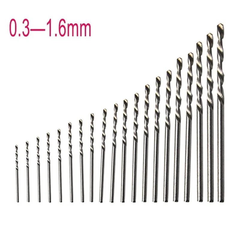 0.3-1.6mm Mini Hand Drill Bit Set High Speed Steel Twist Drill Bits Micro HSS Drill Bit set with Case Woodworking Drilling Tool