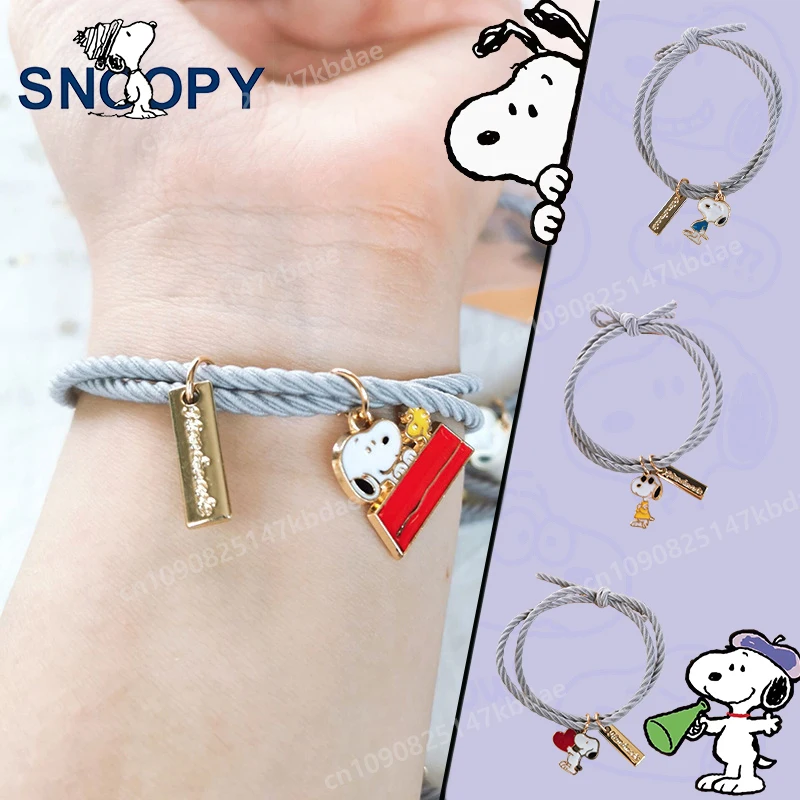 Snoopy Hair Tie Children‘s Cartoon Figure Kawaii Puppy Headband Bracelet with Alloy Pendant Girls Hairs Accessory Headband Gifts