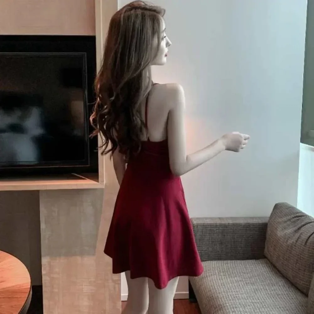 Women\'s Suspender Dress Sexy Strap Clothes Temperament Dress Sleeveless Summer Sweet Skirt Suspender Dress Slim Bodycon