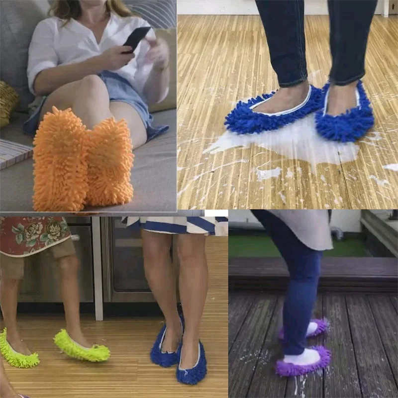 Dust Duster Mop Slippers Shoes Cover, Multi Function Washable Microfiber Foot Socks Floor Cleaning Shoes Cover
