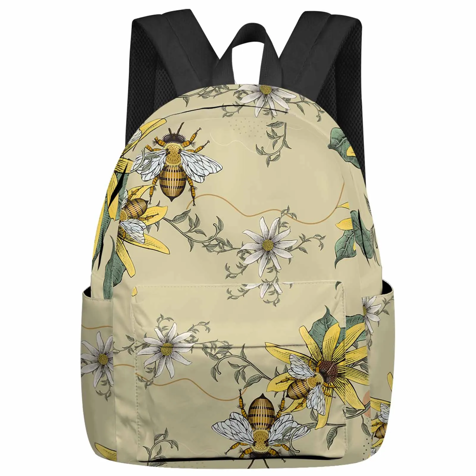 

Bee Flower Leaf Bohemian Backpack School Bags for Teenagers Students Laptop Bag Women's Casual Travel Backpack