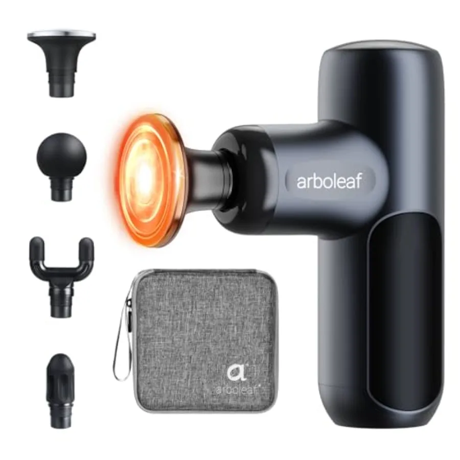 

Mini Massage Gun with Heat Percussion Muscle Massager for Pain Relief Portable and Quiet Handleld Small Massager Heated Travel