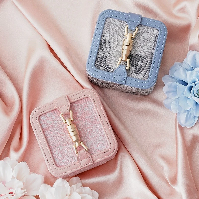Jewelry High-end Jacquard Embroidery Jewelry Earrings Ring Storage Box