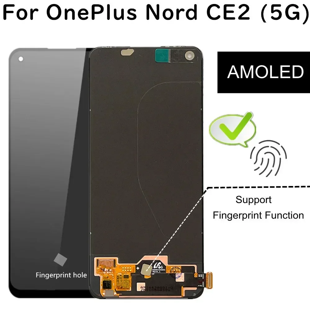 

6.4" AMOLED For OnePlus Nord CE 2 IV2201 LCD Display Touch Screen Assembly Replacement Accessory For OnePlus Nord CE2 LCD
