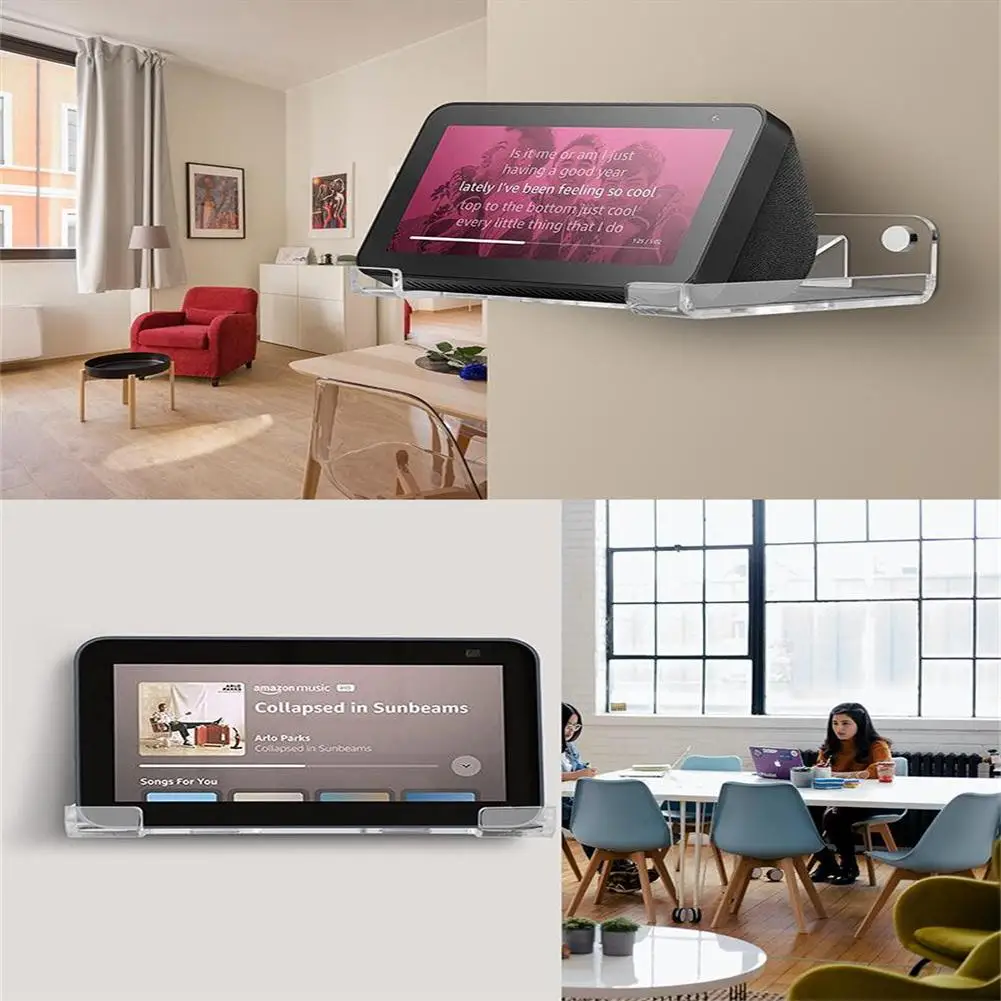 Staffa per Rack di stoccaggio per altoparlanti da 5.5 pollici supporto per mensola antiscivolo per montaggio a parete compatibile per Echo Show 5 supporto per altoparlante da parete