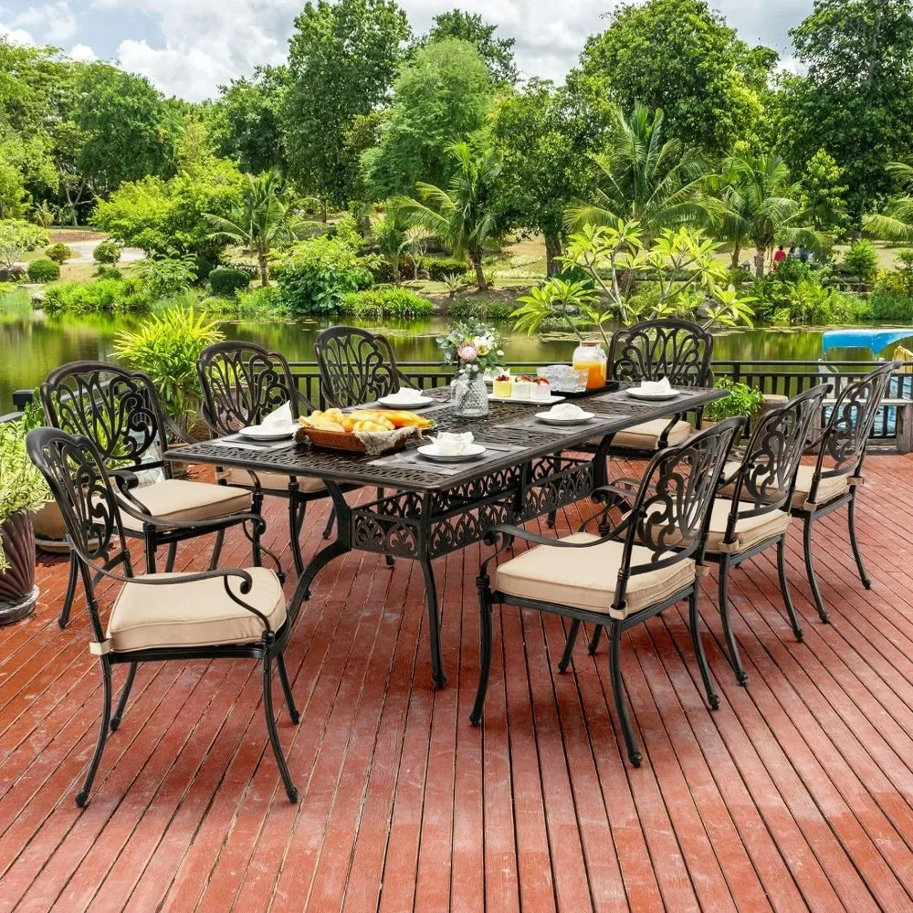 Outdoor Tables,9-piece set of cast aluminum outdoor tables and chairs, Outdoor Tables.