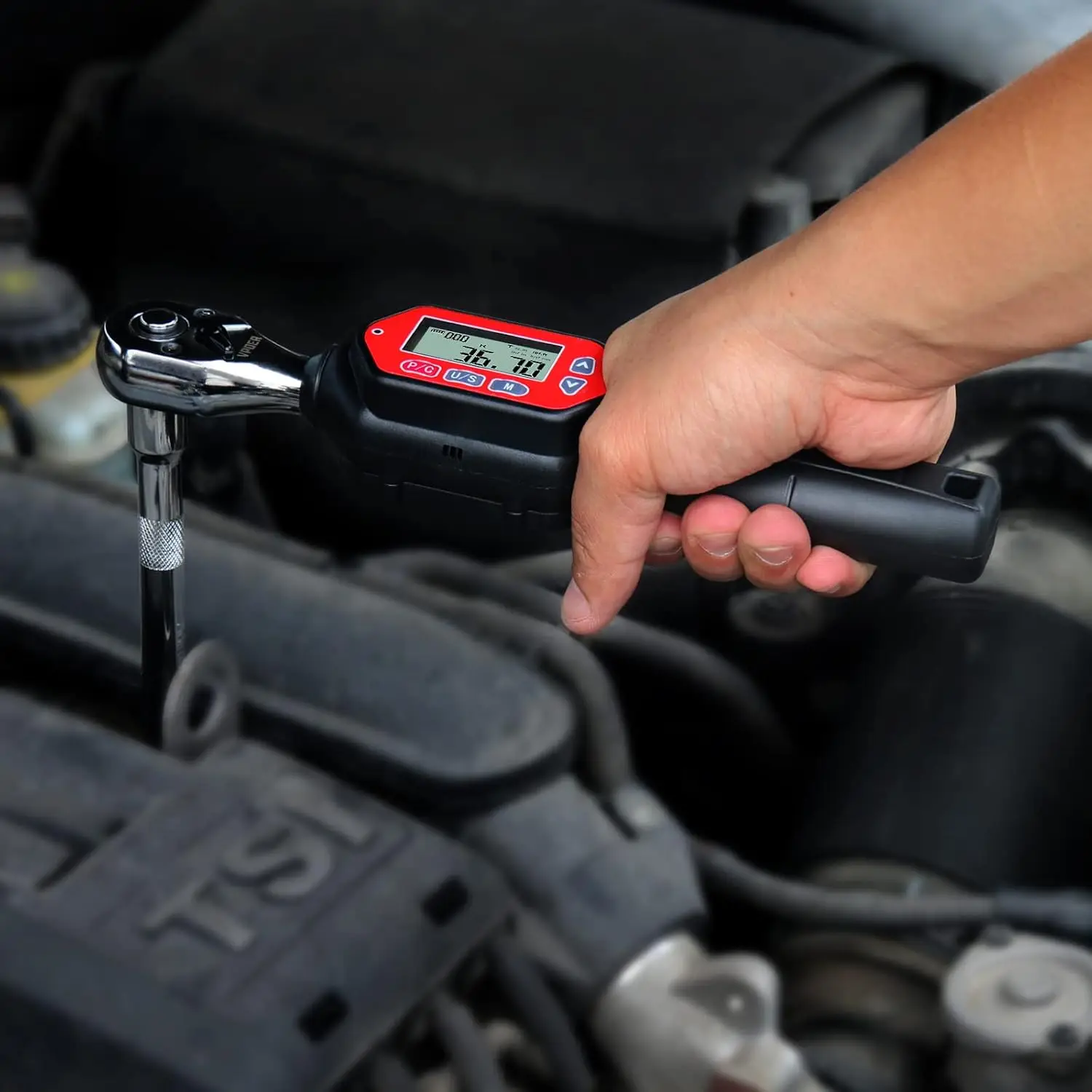 مفتاح عزم الدوران الرقمي الدقيق، نطاق 1.8-60 نيوتن متر مع محرك 3/8 بوصة للتثبيت الدقيق