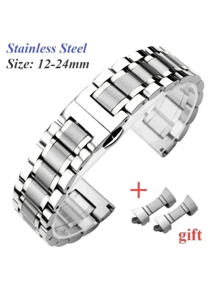 Edelstahl-Uhrenarmband für Longines Gebogenes Endstück Metall-Armband 12 13 14 15 16 17 19 21 23 18mm 20mm 22mm 24mm Band