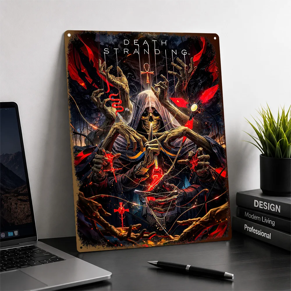 Death Stranding Skeleton Grim Reaper Printed Poster Personalized Aluminum Metal Sign Fantasy Hero Wall Art Ideal In Game Rooms