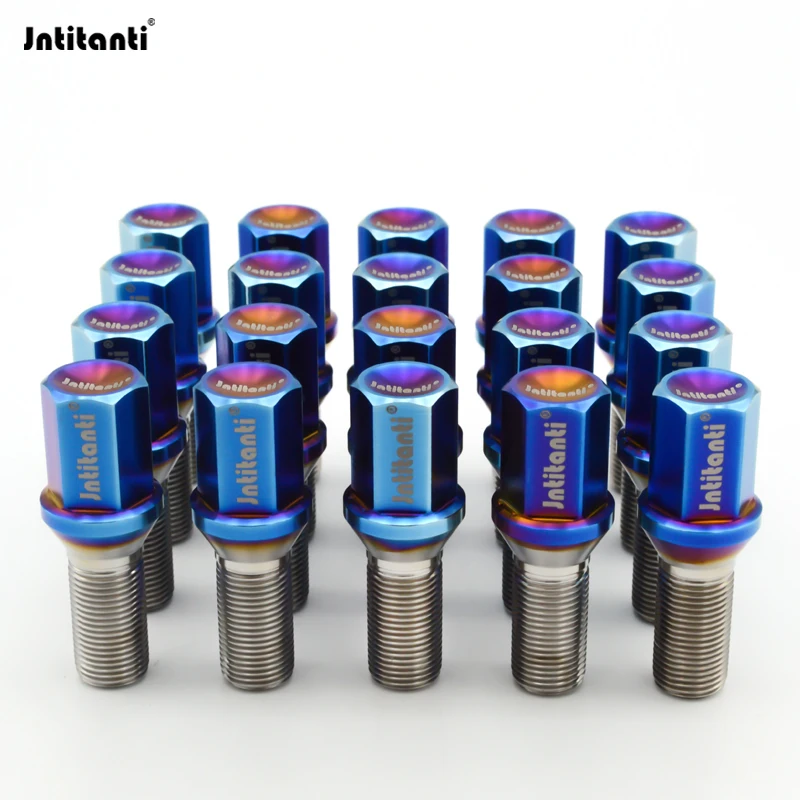 Jntitanti Gr5 titanium wheel bolt screw M14x1.5x30-38mm cone seat Extended hexagon head bolt for VW Audi Benz Maserrati etc