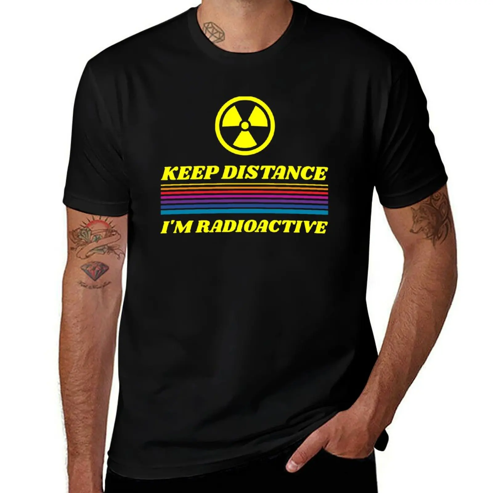 KEEP DISTANCE I'M RADIOACTIVE T-Shirt Big Size Crew Neck T-Shirt