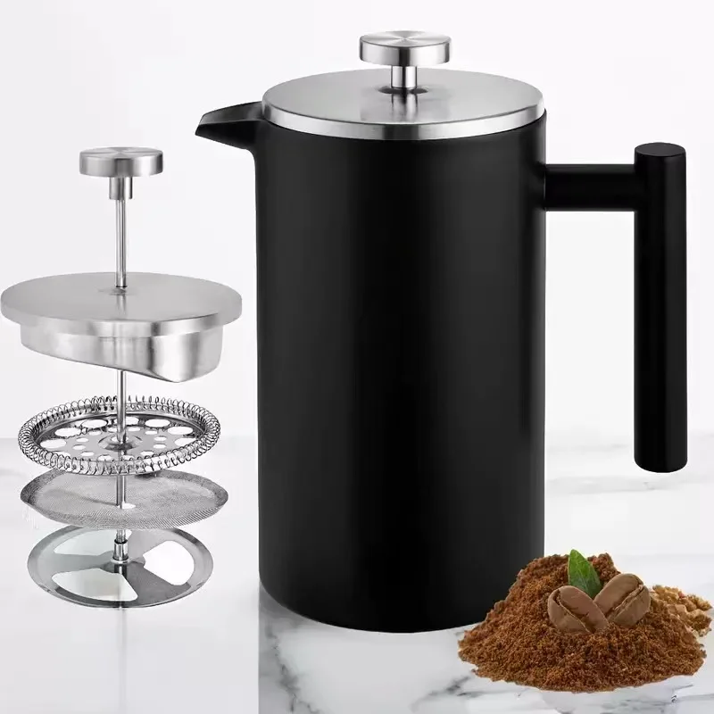 350ml/800ml/1000ml Stainless Steel French Press Coffee Maker Pot Double Wall Insulated French Press for Coffee & Loose Tea