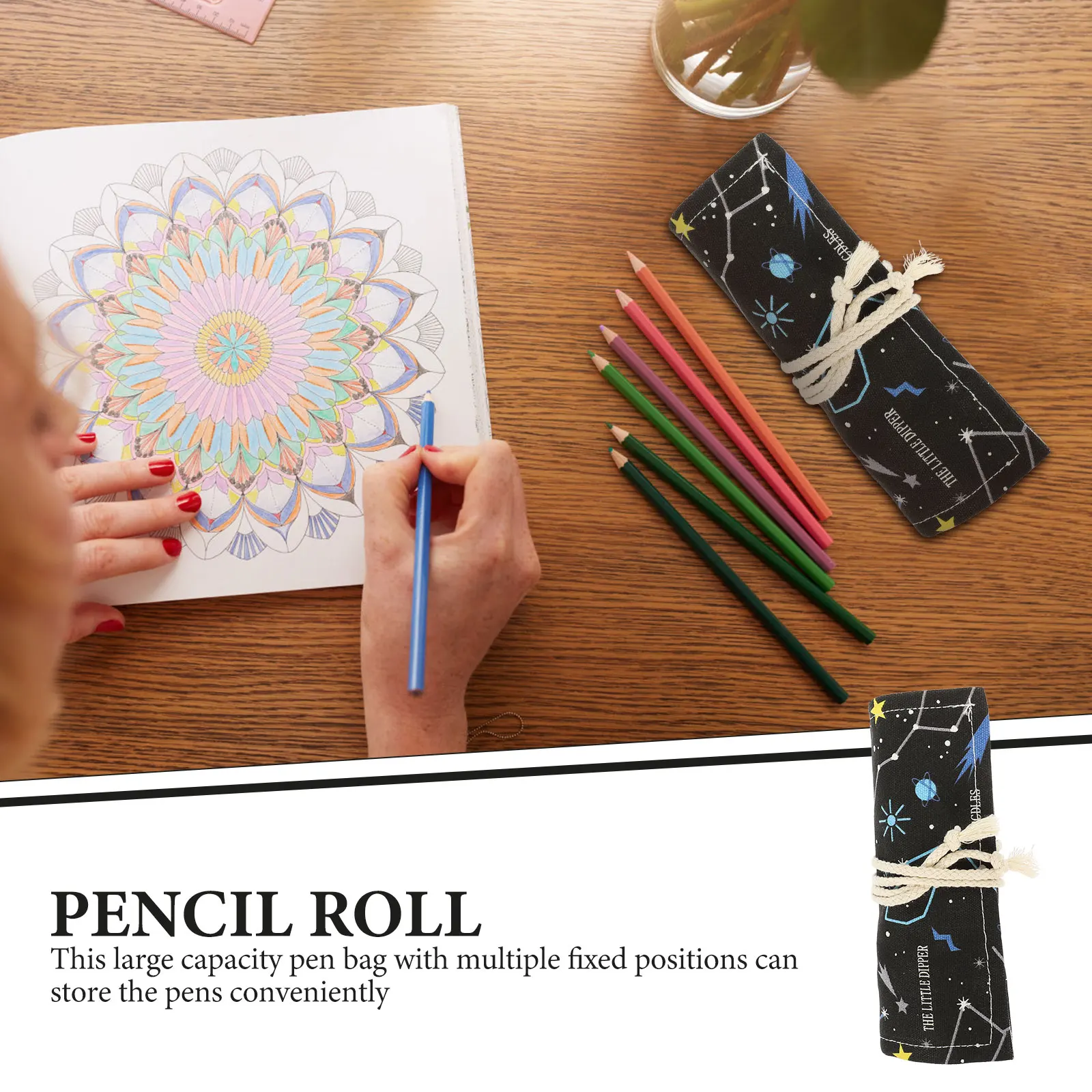 

Large Capacity Pen Bag 36 Holes Night Sky Pencil Roll Up Case ganizer Sketch Pens Holder Student School Supplies Colored Pencil