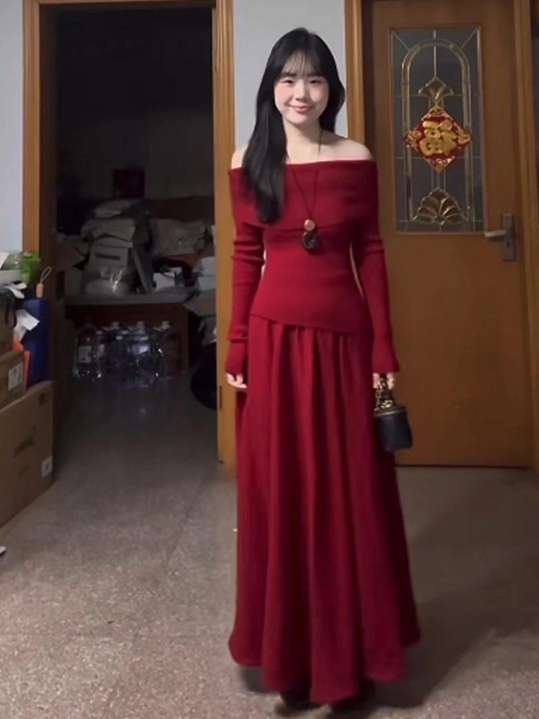 

Spring 2026 Gentle Sle One oulder Top And f Skirt Two Piece Set Comfortable mid Stretch High Waist Pure Color Korean F...