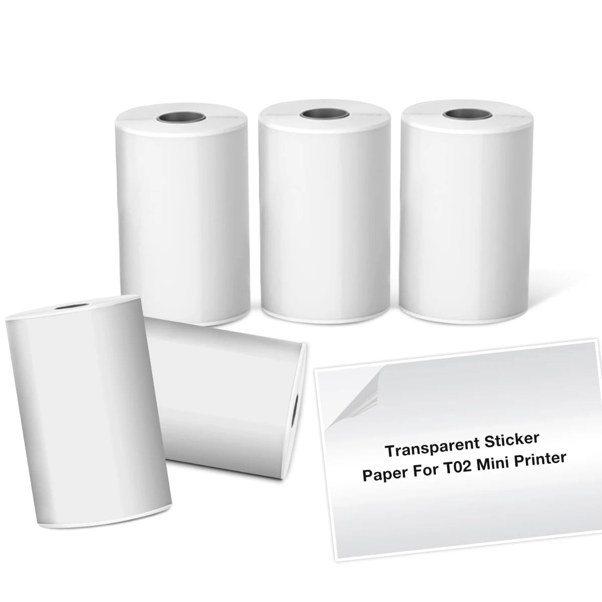 متوافق مع ورق الملصقات Phomemo - ورق حراري شفاف لـ T02/M02/M02S/P2S/M04S، ورق حراري للملصقات، مذكرة